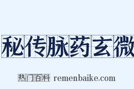 秘传脉药玄微是什么意思的图片